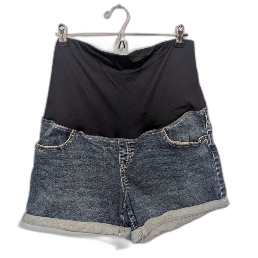 Isabel By Ingrid+Isabel Maternity Over The Belly Midi Jean Shorts Size 14 NWOT